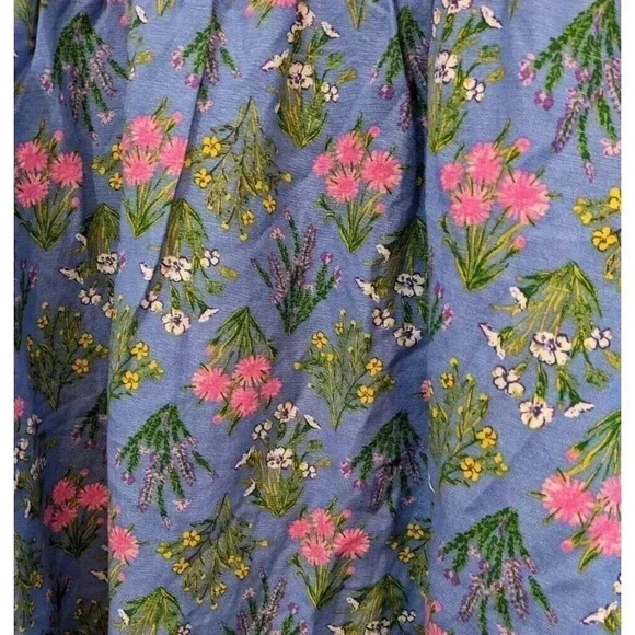 Loft Blue Floral Puff Sleeve Linen Blend Dress NEW Size 4T 4 Tall Short Sleeve - Picture 8 of 8